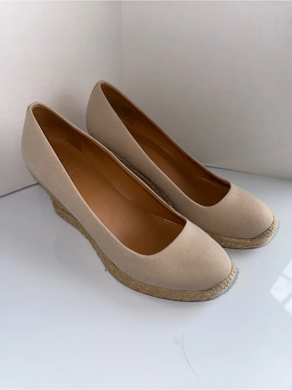 J.CREW Beachy Wedge Espadrille Closed Toe Pumps in tan for Women 8
